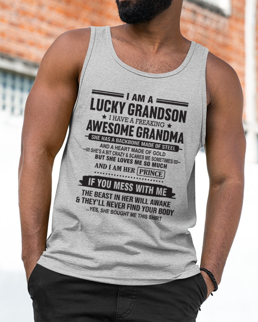 I Am A Lucky Grandson T-Shirt – Birthday Gift From Grandma / Woman - NINA00 (SKU11-29-00)