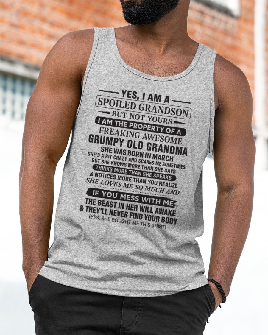 Yes I’m A Stubborn Grandson T-Shirt – Birthday Gift From March Grandma / Woman - NINA03 (SKU10-171-03)