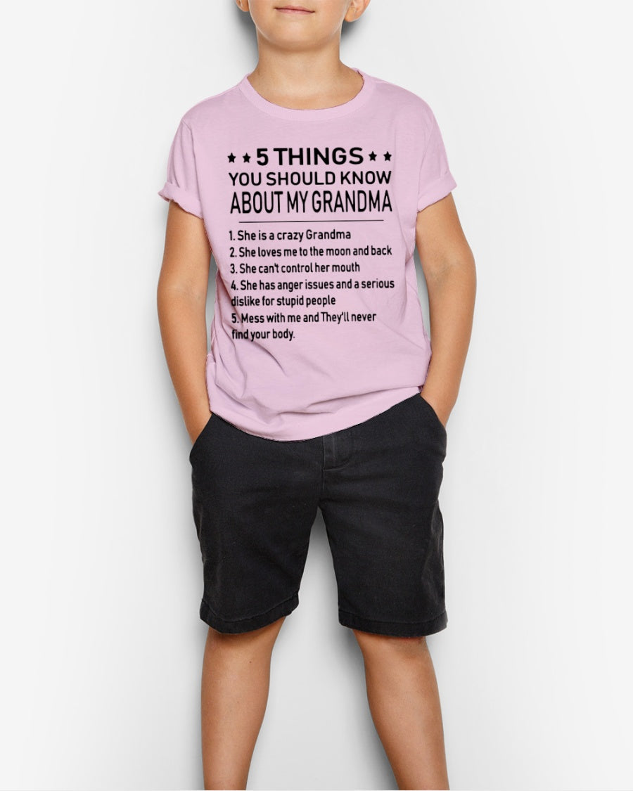 5 THINGS  YOU SHOULD KNOW ABOUT MY GRANDMA - Gift for granddaughter NINA00 (SKU10-18)