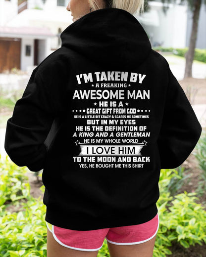 I'M TAKEN BY A FREAKING AWESOME GUY - T SHIRT GIFT FROM HUSBAND - NINA00 (SKU2608-424-00)