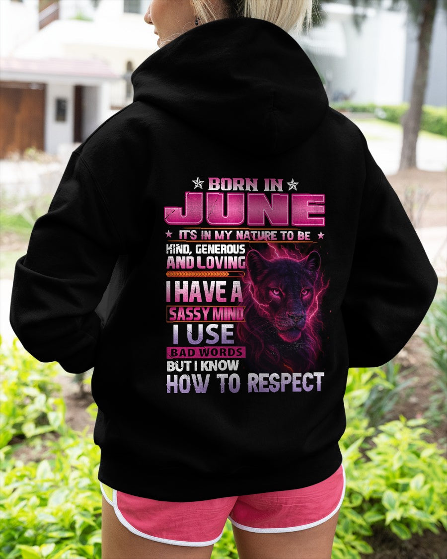 Born in June T-Shirt – Sassy Mind, Respect Quote Panther Design - FMA NINA06 (SKU09-24-06)