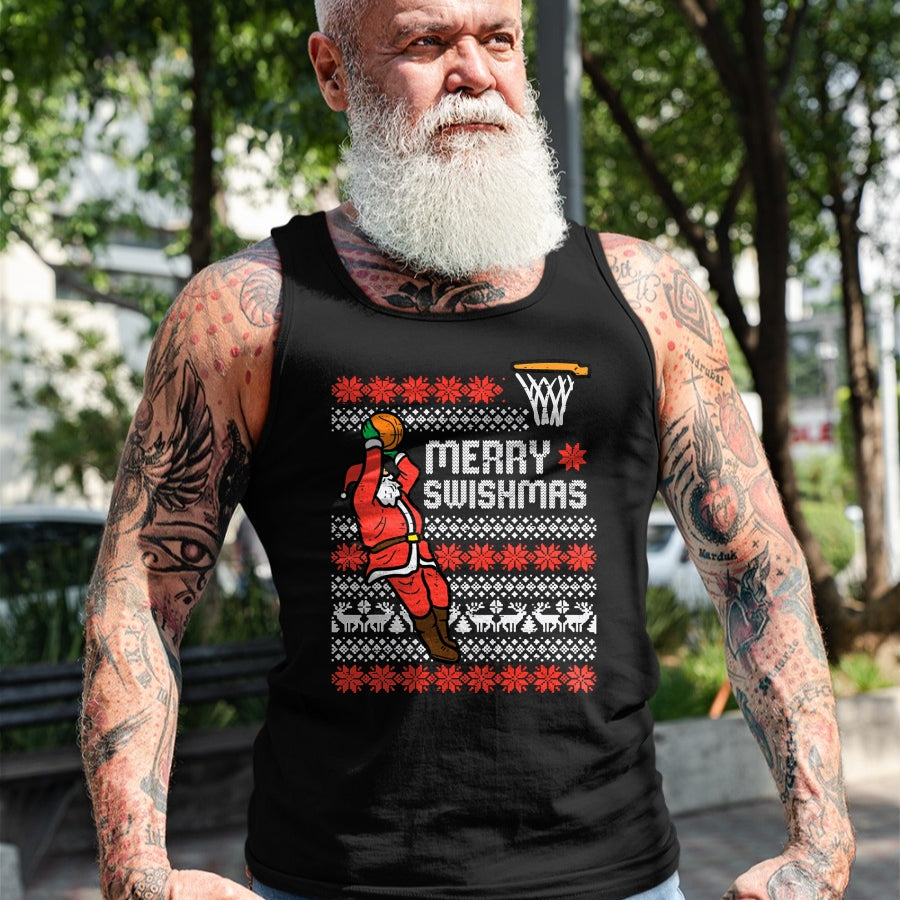 Merry Swishmas Basketball Ugly Christmas Xmas Men Boys Kids T-Shirt - Christmas Unisex T-Shirt/Hoodie/Sweatshirt - NINA00