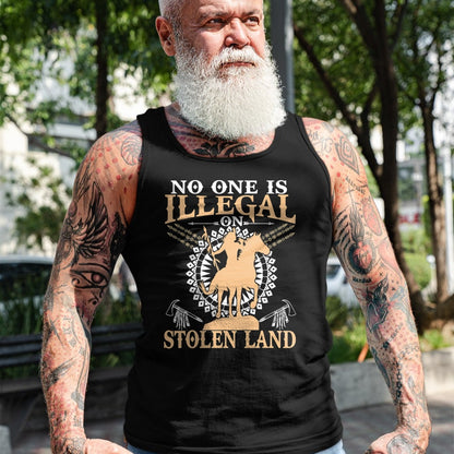 Native American T-Shirts, Vintage Native American Unisex T-Shirt/Hoodie/Sweatshirt HLT00 - No One Is Illegal on Stolen Land Tee Gifts Native Americans T-Shirt (1)
