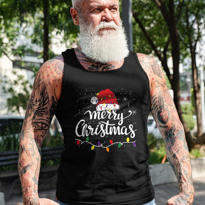 Merry Christmas Lights Red Santa Hat Xmas Family Men Women Pullover - Christmas Unisex T-Shirt/Hoodie/Sweatshirt - NINA00