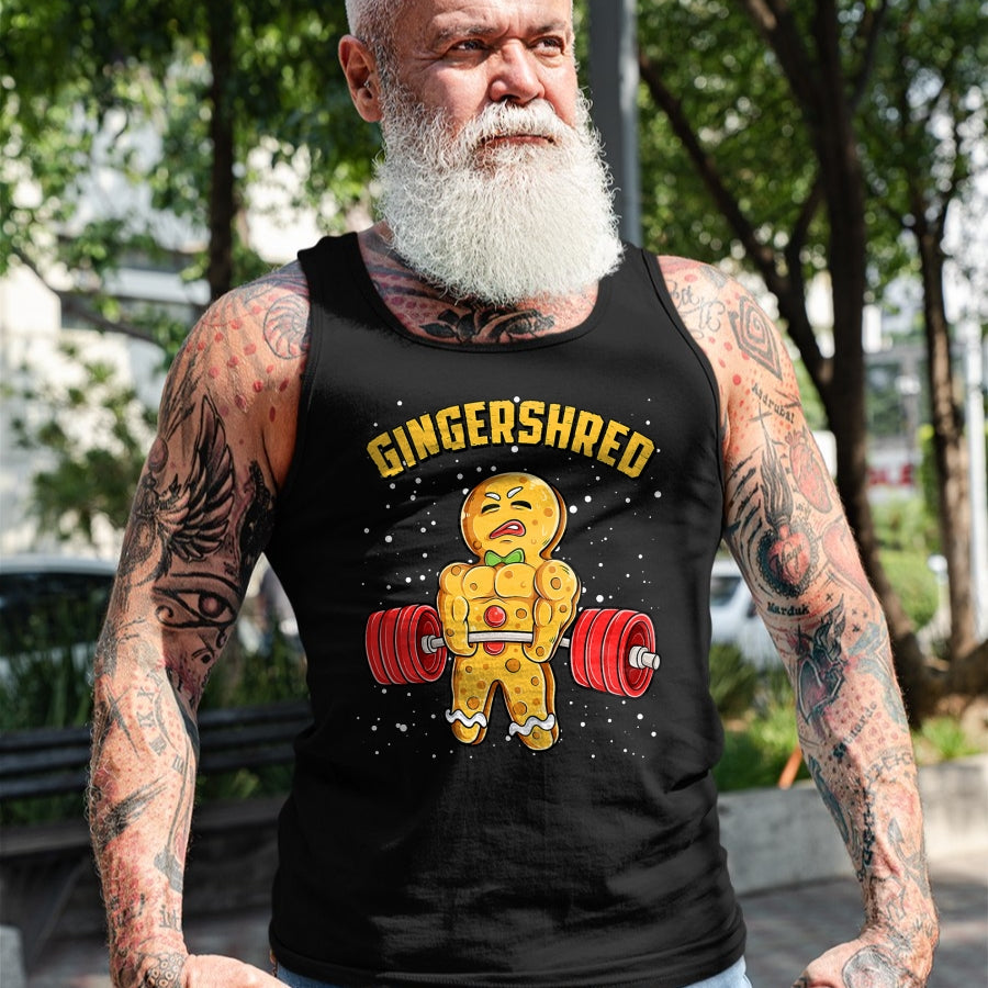 Gingershred Funny Gingerbread Man Gym Bodybuilding Christmas T-Shirt - Christmas Unisex T-Shirt/Hoodie/Sweatshirt - NINA00