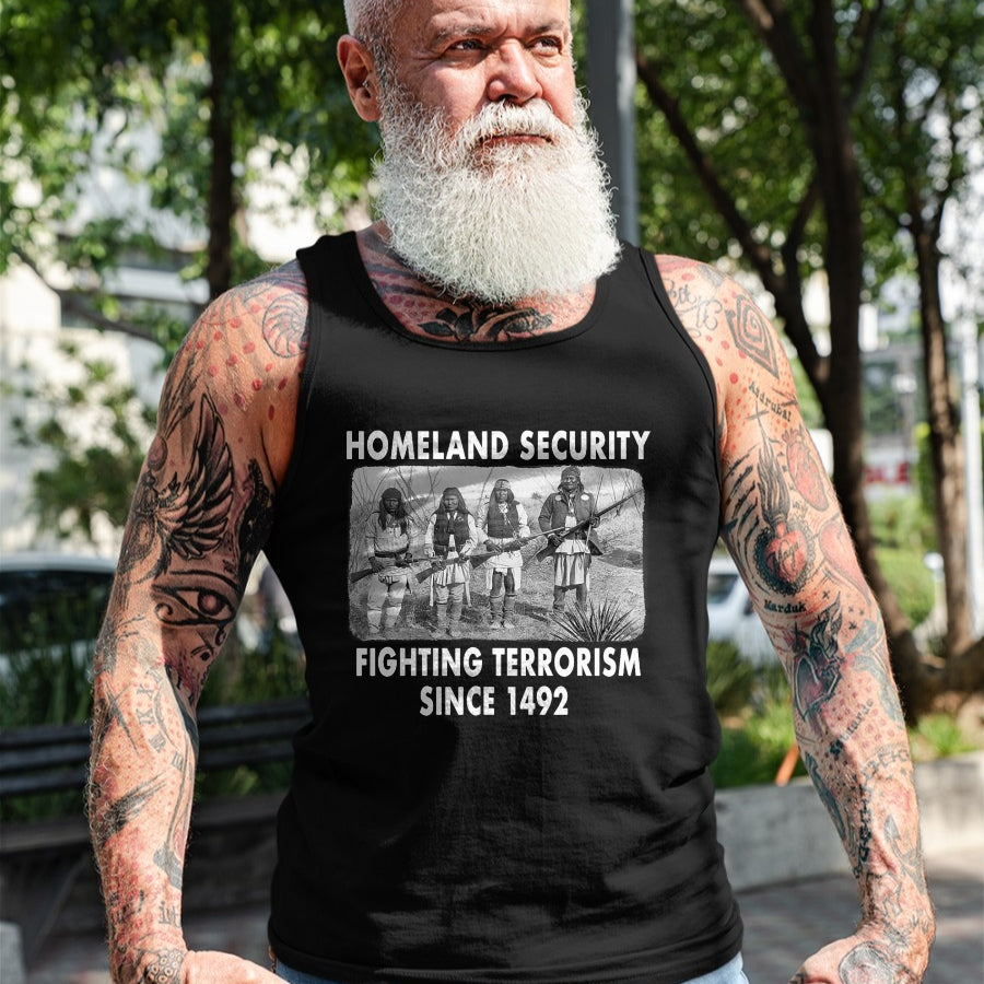 Native American T-Shirts, Vintage Native American Unisex T-Shirt/Hoodie/Sweatshirt HLT00 - Homeland Security Fighting Terrorism Since 1492 Native T-Shirt (1)