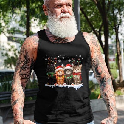 Cat Christmas Light Reindeer Santa Christmas Cat Lover T-Shirt - Christmas Unisex T-Shirt/Hoodie/Sweatshirt - NINA00