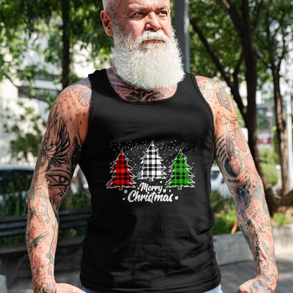 Merry Christmas Tree Xmas Buffalo Plaid Red White Green T-Shirt - Christmas Unisex T-Shirt/Hoodie/Sweatshirt - NINA00