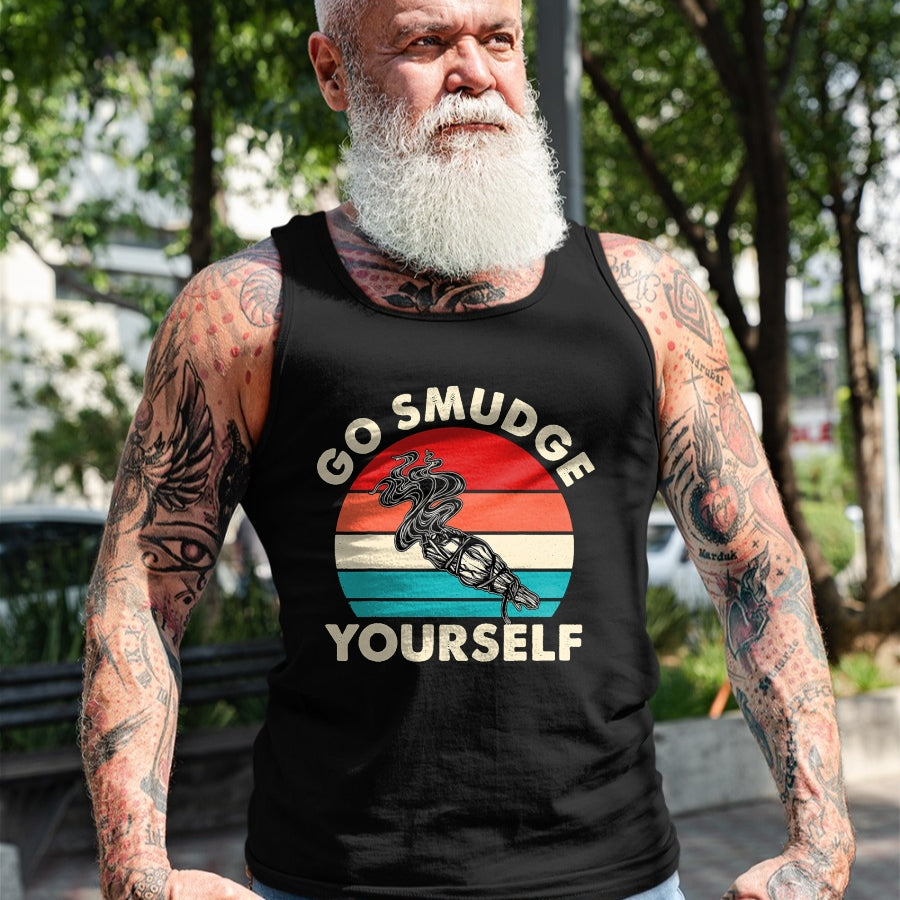 Native American T-Shirts, Vintage Native American Unisex T-Shirt/Hoodie/Sweatshirt HLT00 - Go Smudge Yourself Native American Funny Smudging Feather T-Shirt (1)