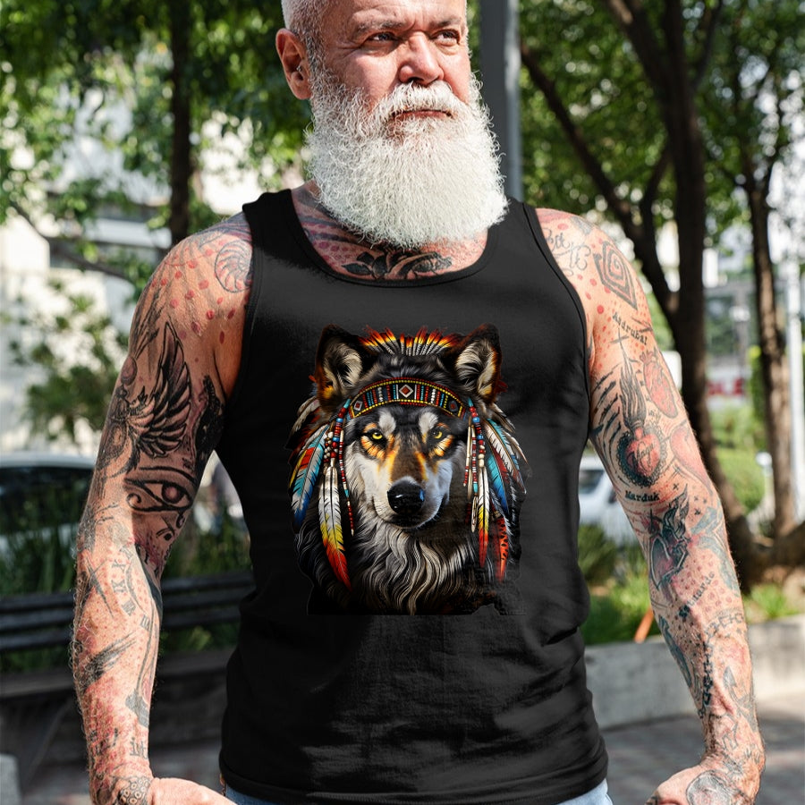 Native American T-Shirts, Vintage Native American Unisex T-Shirt/Hoodie/Sweatshirt HLT00 - Native American Wolf - Indian Wolf T-Shirt (1)