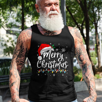 Merry Christmas Lights Santa Hat Xmas Family Matching Pajama T-Shirt - Christmas Unisex T-Shirt/Hoodie/Sweatshirt - NINA00