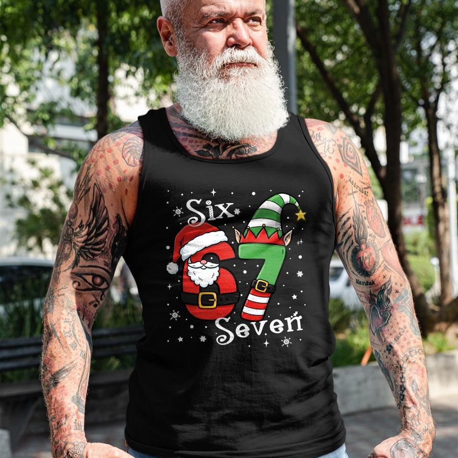 Funny Six Seven 67 Meme 6 7 Elf Santa Christmas Pajamas Kids T-Shirt - Christmas Unisex T-Shirt/Hoodie/Sweatshirt - NINA00