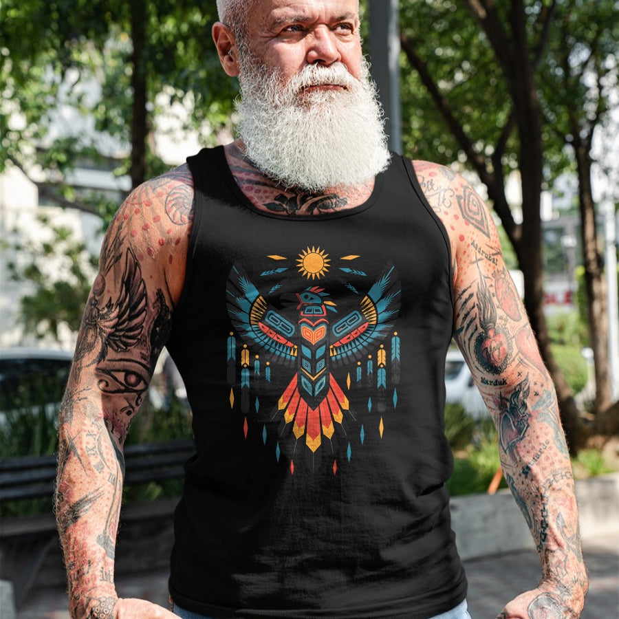 Native American T-Shirts, Vintage Native American Unisex T-Shirt/Hoodie/Sweatshirt HLT00 - North American Tribal Thunderbird Vibrant Geometric Design T-Shirt