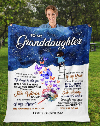 To my granddaughter - Gift for granddaughter Sherpa Fleece Blanket From Grandma