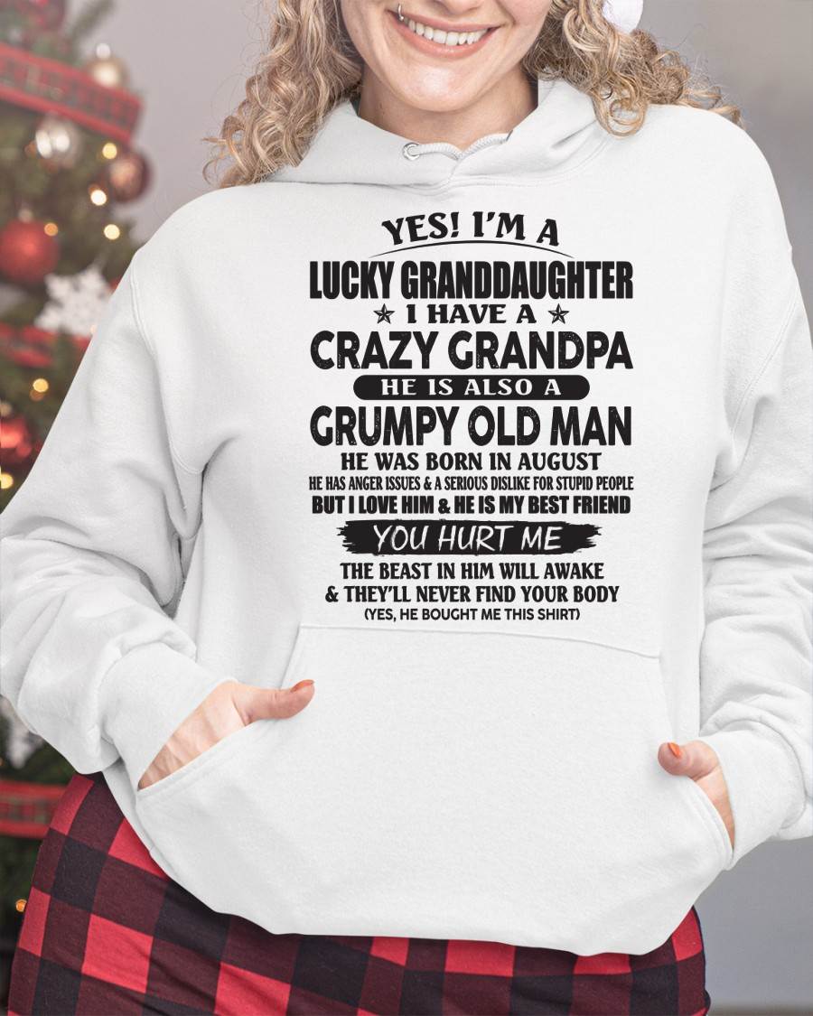 AUGUST - LUCKY GRANDDAUGHTER OF CRAZY GRANDPA - PERFECT GIFT FOR YOUR GRANDDAUGHTER FROM GRANDPA - NINA08 (SKU10-150-08)