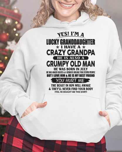 JULY - LUCKY GRANDDAUGHTER OF CRAZY GRANDPA - PERFECT GIFT FOR YOUR GRANDDAUGHTER FROM GRANDPA - NINA07 (SKU10-150-07)