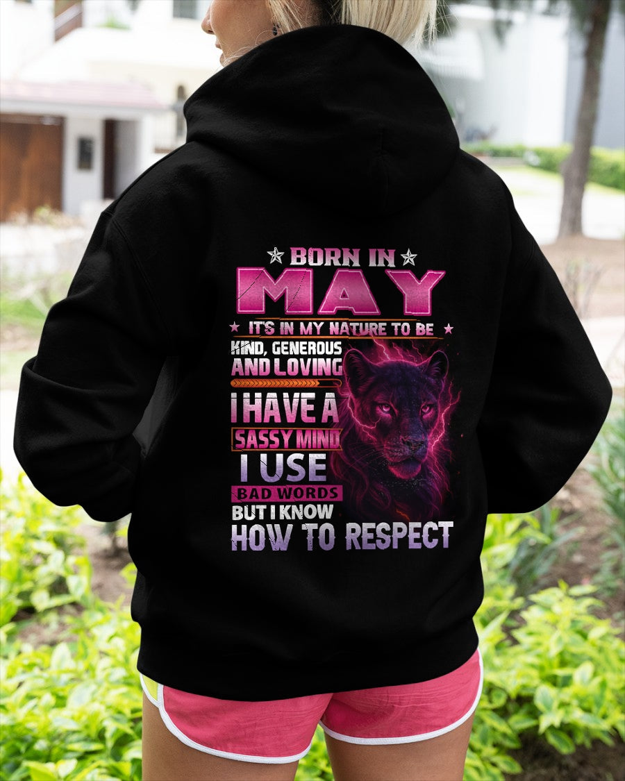 Born in May T-Shirt – Sassy Mind, Respect Quote Panther Design - FMA NINA05 (SKU09-24-05)