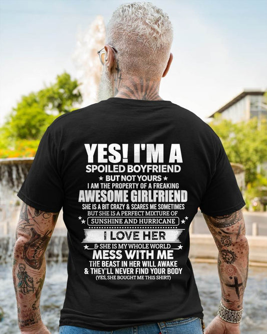 "I HAVE A GIRLFRIEND - SHE IS SUNSHINE AND HURRICANE" –  T - SHIRT FROM WIFE – NINA00 (SKU2606-389-00)