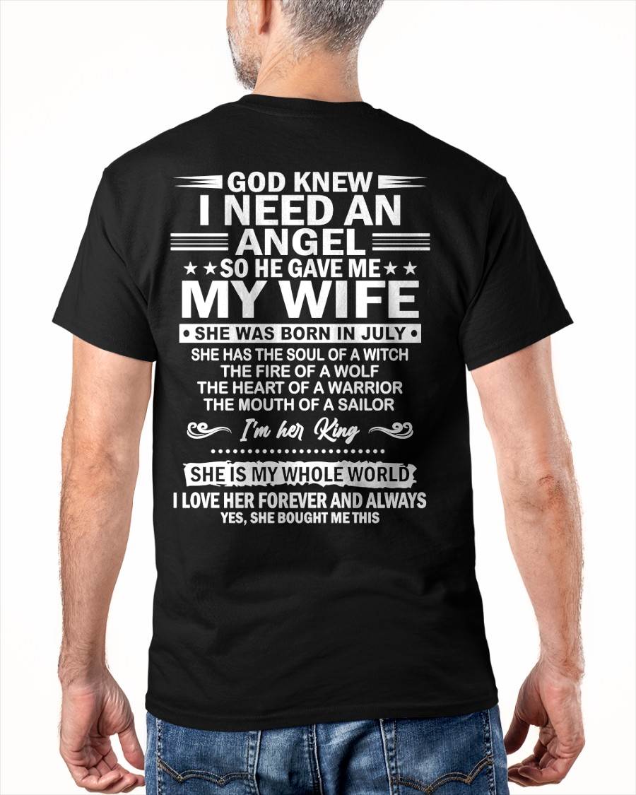 JULY - GOD KNEW I NEEDED AN ANGEL SO HE GAVE ME MY WIFE - FROM WIFE - NINA07 (SKU26T-01-51-07)
