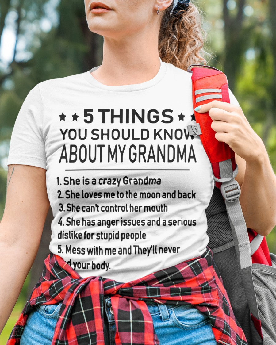 5 THINGS  YOU SHOULD KNOW ABOUT MY GRANDMA - Gift for granddaughter NINA00 (SKU10-18)