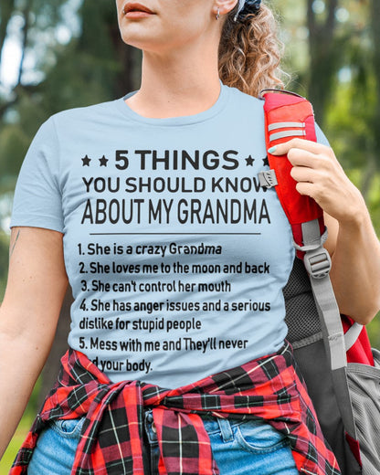 5 THINGS  YOU SHOULD KNOW ABOUT MY GRANDMA - Gift for granddaughter NINA00 (SKU10-18)