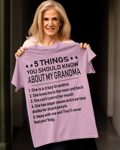5 THINGS  YOU SHOULD KNOW ABOUT MY GRANDMA - Gift for granddaughter NINA00 (SKU10-18)