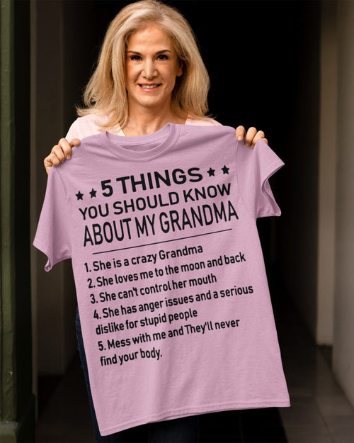 5 THINGS  YOU SHOULD KNOW ABOUT MY GRANDMA - Gift for granddaughter NINA00 (SKU10-18)