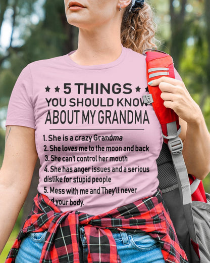5 THINGS  YOU SHOULD KNOW ABOUT MY GRANDMA - Gift for granddaughter NINA00 (SKU10-18)