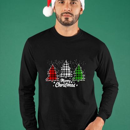Merry Christmas Tree Xmas Buffalo Plaid Red White Green T-Shirt - Christmas Unisex T-Shirt/Hoodie/Sweatshirt - NINA00