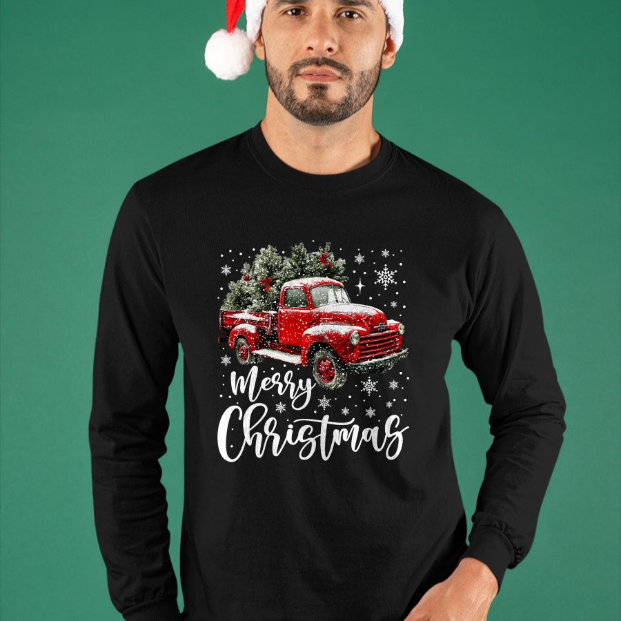 Merry Christmas Red Truck Family Matching Christmas Pajama T-Shirt - Christmas Unisex T-Shirt/Hoodie/Sweatshirt - NINA00