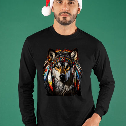Native American T-Shirts, Vintage Native American Unisex T-Shirt/Hoodie/Sweatshirt HLT00 - Native American Wolf - Indian Wolf T-Shirt (1)