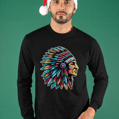 Native American T-Shirts, Vintage Native American Unisex T-Shirt/Hoodie/Sweatshirt HLT00 - Native American Indian Headdress Chief Feathers Indigenous T-Shirt (1)