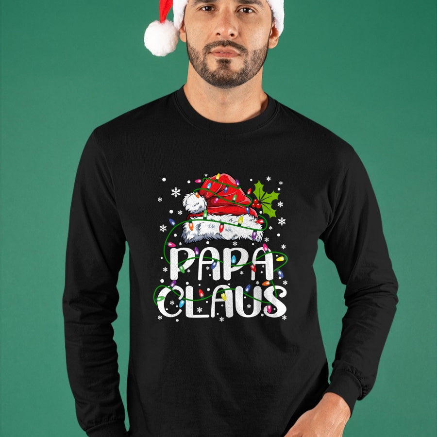 Papa Claus Christmas Lights Pajama Family Matching T-Shirt - Christmas Unisex T-Shirt/Hoodie/Sweatshirt - NINA00