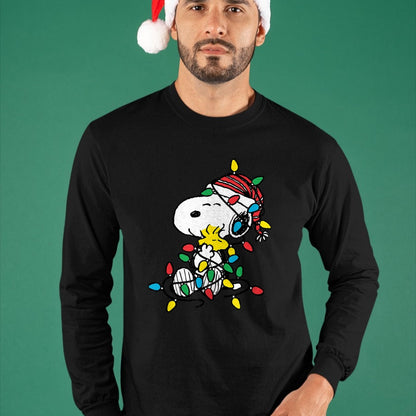 Peanuts - Snoopy Woodstock Christmas Lights T-Shirt - Christmas Unisex T-Shirt/Hoodie/Sweatshirt - NINA00