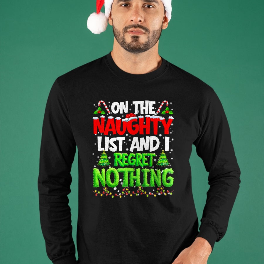 On The Naughty List and Regret Nothing Pjs Christmas Xmas Ki T-Shirt - Christmas Unisex T-Shirt/Hoodie/Sweatshirt - NINA00