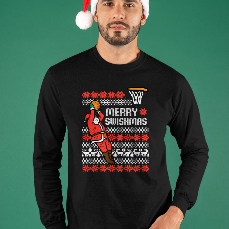 Merry Swishmas Basketball Ugly Christmas Xmas Men Boys Kids T-Shirt - Christmas Unisex T-Shirt/Hoodie/Sweatshirt - NINA00