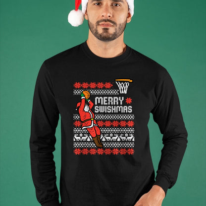 Merry Swishmas Basketball Ugly Christmas Xmas Men Boys Kids T-Shirt - Christmas Unisex T-Shirt/Hoodie/Sweatshirt - NINA00