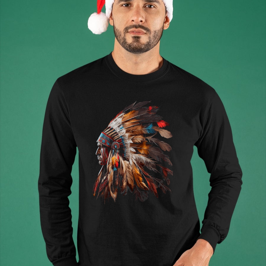 Native American T-Shirts, Vintage Native American Unisex T-Shirt/Hoodie/Sweatshirt HLT00 - Native American Indian Headdress Graphic Tees Men Women T-Shirt