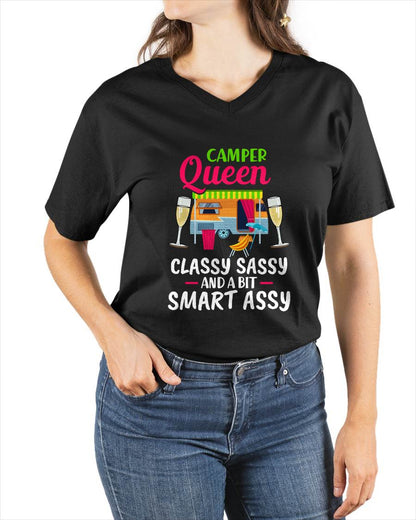 Camper Queen Classy Sassy And A Bit Smart Assy Women - Camping T-Shirt (SKUNINA - C01)