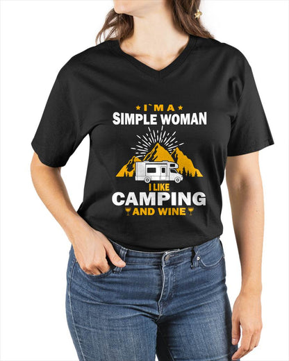 Camping Drinking Vacation Motorhome Camping and Wine T-Shirt
