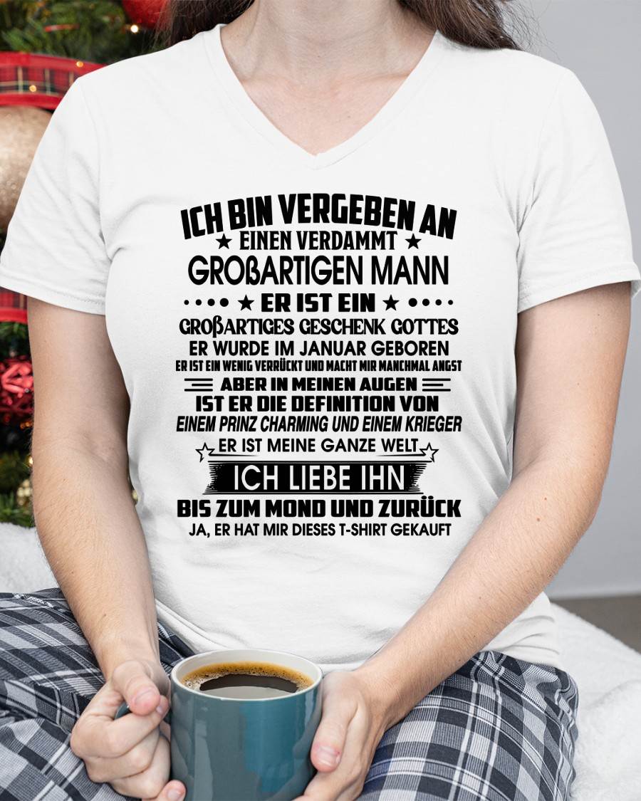 JANUAR - ICH BIN VERGEBEN AN EINEN VERDAMMT GROẞARTIGEN MANN - Das perfekte Geschenk für deine Freundin - GER/NINA01 (SKU2605-392-01)