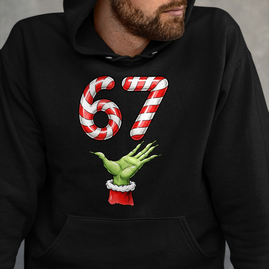 Santa Six Seven 67 Meme Christmas 67 Candy Cane Kids Boys T-Shirt - Christmas Unisex T-Shirt/Hoodie/Sweatshirt - NINA00