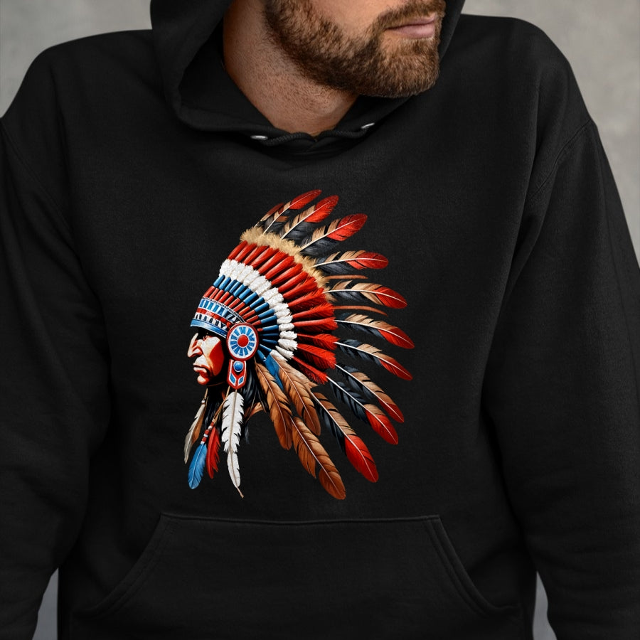 Native American T-Shirts, Vintage Native American Unisex T-Shirt/Hoodie/Sweatshirt HLT00 - Native American Indian Chief Headdress Indigenous Men Boys T-Shirt (1)