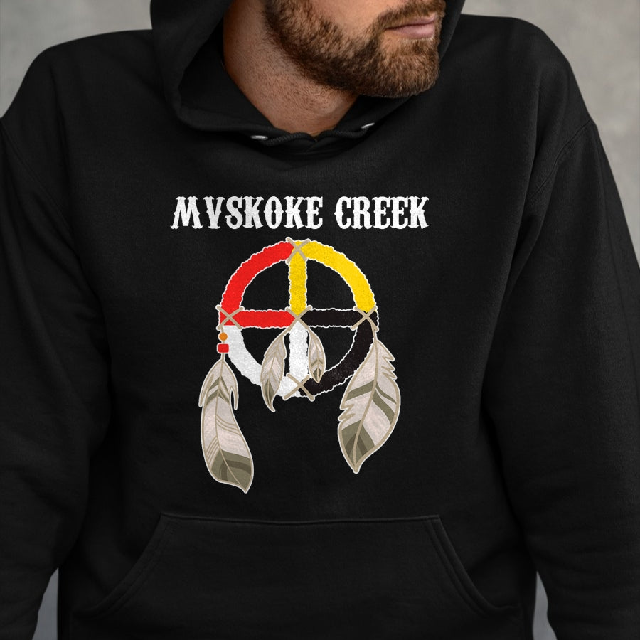 Native American T-Shirts, Vintage Native American Unisex T-Shirt/Hoodie/Sweatshirt HLT00 - Mvskoke Creek Muskogee Native American Medicine Wheel T-Shirt