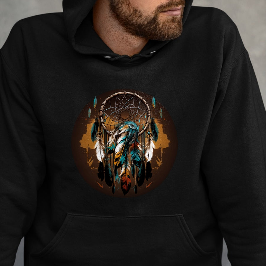 Native American T-Shirts, Vintage Native American Unisex T-Shirt/Hoodie/Sweatshirt HLT00 - Native American Dreamcatcher Indian Design Long Sleeve T-Shirt (1)