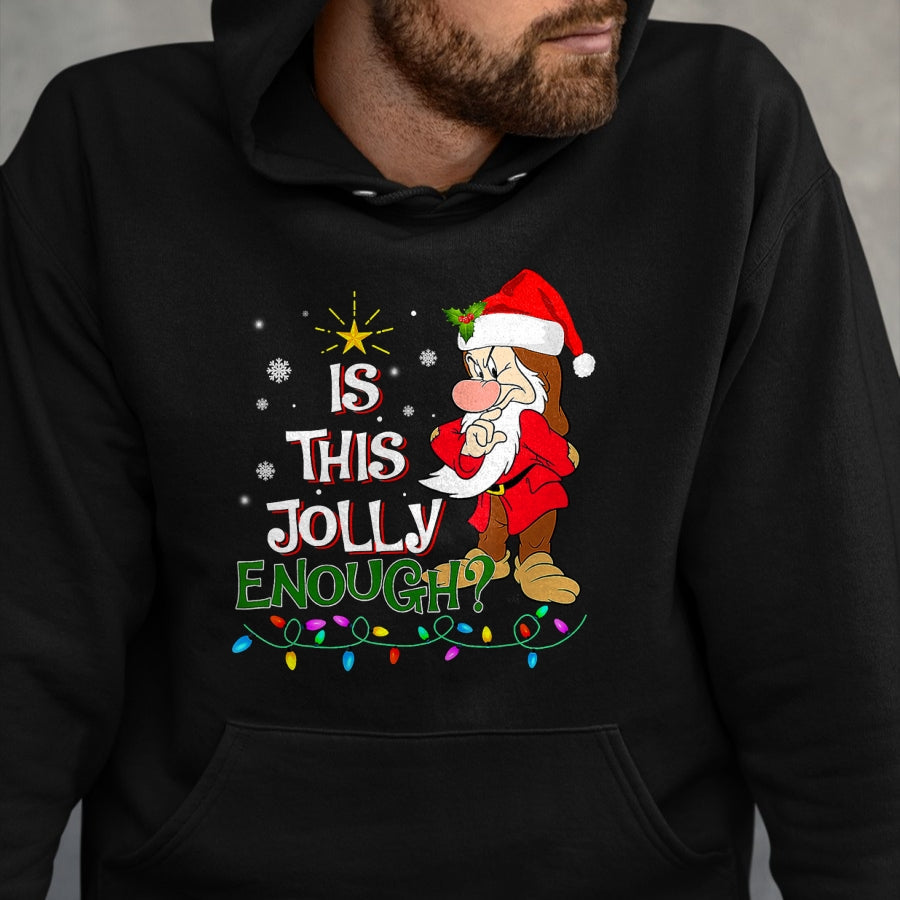 Is This Jolly Enough Grumpy Elf Pajama Christmas Lights T-Shirt - Christmas Unisex T-Shirt/Hoodie/Sweatshirt - NINA00