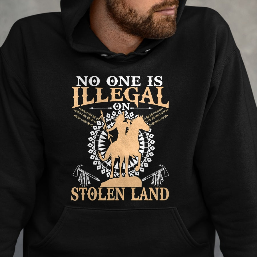 Native American T-Shirts, Vintage Native American Unisex T-Shirt/Hoodie/Sweatshirt HLT00 - No One Is Illegal on Stolen Land Tee Gifts Native Americans T-Shirt (1)