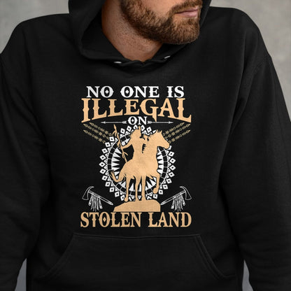 Native American T-Shirts, Vintage Native American Unisex T-Shirt/Hoodie/Sweatshirt HLT00 - No One Is Illegal on Stolen Land Tee Gifts Native Americans T-Shirt (1)