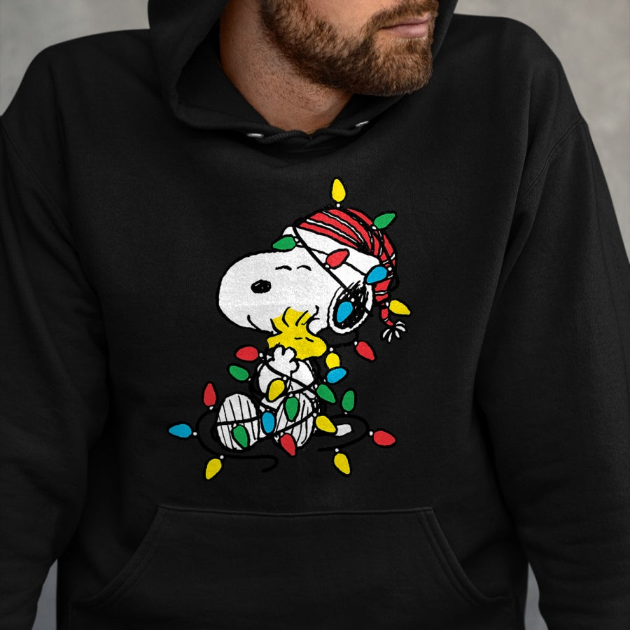 Peanuts - Snoopy Woodstock Christmas Lights T-Shirt - Christmas Unisex T-Shirt/Hoodie/Sweatshirt - NINA00