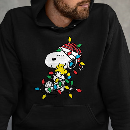 Peanuts - Snoopy Woodstock Christmas Lights T-Shirt - Christmas Unisex T-Shirt/Hoodie/Sweatshirt - NINA00